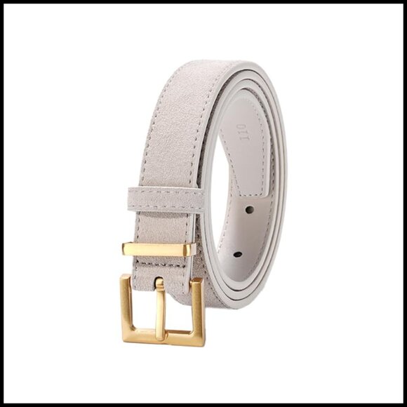 Suede Leather Belt with Gold Square Buckle, Adjustable for Dresses & Jeans main image 5